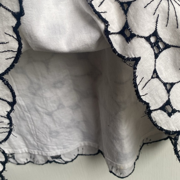 Max Studio Floral Skirt Black & White Vintage 90’s Y2K accent tie scalloped hem - Picture 6 of 7